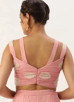 Pink Georgette Embroidered Blouse Festive Wear -Deals Chic Lehenga Store pink georgette embroidered blouse BLBS02305180 b