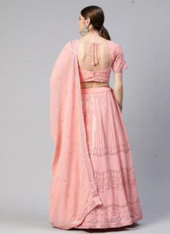 Pink Georgette Embroidered Sequins A Line Lehenga Party Wear -Deals Chic Lehenga Store pink georgette embroidered sequins a line lehenga ghsacw3072 b