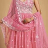Pink Georgette Thread N Sequins Anarkali Suit Party Wear