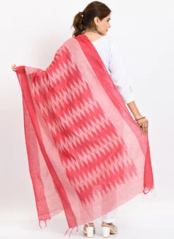 Pink Handloom Cotton Ikkat Printed Dupatta Work Wear -Deals Chic Lehenga Store pink handloom cotton ikkat printed dupatta dpdmimfd141 b