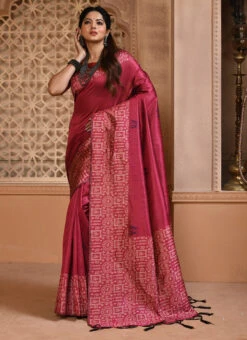 Pink Handloom Raw Silk Zari Woven Work Saree Festive Wear -Deals Chic Lehenga Store pink handloom raw silk zari woven work saree sasvwf101pi u