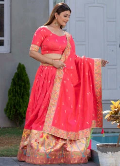 Pink Jacquard Art Silk A Line Lehegna Festive Wear -Deals Chic Lehenga Store pink jacquard art silk a line lehegna ghsrk174043 u