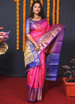 Pink Kancheepuram Silk Zari Weaving Work Saree Festive Wear -Deals Chic Lehenga Store pink kancheepuram silk zari weaving work saree sasom883 u