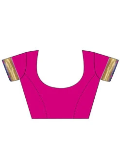 Pink N Royal Blue Banarasi Silk Zari Saree Festive Wear -Deals Chic Lehenga Store pink n royal blue banarasi silk zari saree sasstsktic38532a b