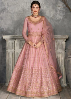 Pink Net Anarkali Suit Party Wear -Deals Chic Lehenga Store pink net anarkali suit slsak7227 u