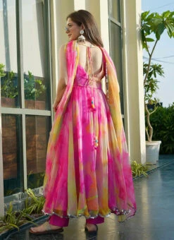Pink Organza Digital Printed Anarkali Suit Party Wear -Deals Chic Lehenga Store pink organza digital printed anarkali suit slska4715sing236 b