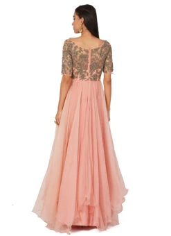 Pink Organza Embroidered Anarkali Suit Party Wear -Deals Chic Lehenga Store pink organza embroidered anarkali suit sldvc117 b