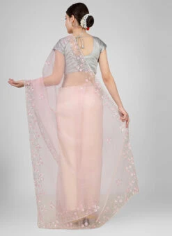 Pink Organza Resham Saree Party Wear -Deals Chic Lehenga Store pink organza resham saree sagkc2004 b