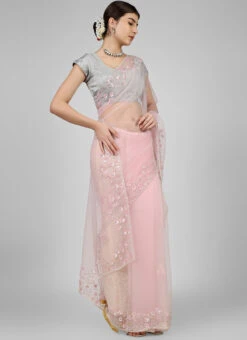Pink Organza Resham Saree Party Wear -Deals Chic Lehenga Store pink organza resham saree sagkc2004 u