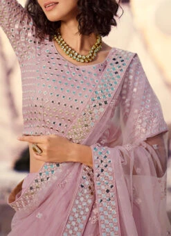 Pink Organza Umbrella Lehenga Wedding Wear