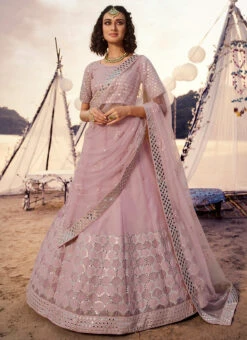 Pink Organza Umbrella Lehenga Wedding Wear -Deals Chic Lehenga Store pink organza umbrella lehenga ghsaj40965501 u