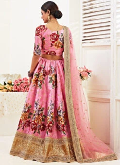Pink Art Silk Umbrella Lehenga Party Wear -Deals Chic Lehenga Store pink satin umbrella lehenga ghsaj40922101 b