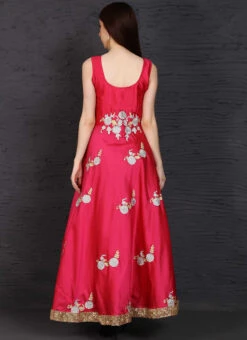 Pink Taffeta Anarkali Suit Party Wear -Deals Chic Lehenga Store pink taffeta anarkali suit slsifh990019 b