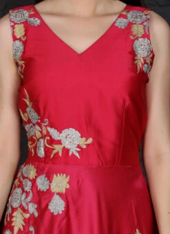 Pink Taffeta Anarkali Suit Party Wear