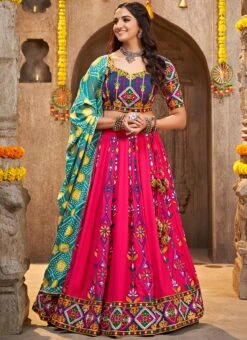Pink Viscose Rayon Kutch And Mirror Work Chaniya Choli Festive Wear -Deals Chic Lehenga Store pink viscose rayon kutch and mirror work chaniya choli ghsom2337 u