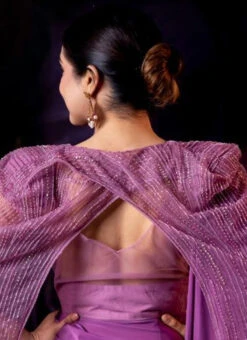 Pink Viscose Saree N Pink Sequins Blouse Wedding Wear -Deals Chic Lehenga Store pink viscose saree n pink sequins blouse sadss30213557 b