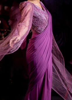 Pink Viscose Saree N Pink Sequins Blouse Wedding Wear