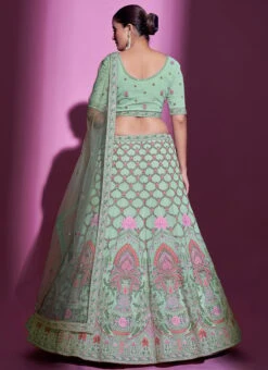 Pista Green Georgette Embroidery N Sequins Umbrella Lehenga Wedding Wear 7 Pista Green Georgette Embroidery N Sequins Umbrella Lehenga Wedding Wear -Deals Chic Lehenga Store pista green georgette embroidery n sequins umbrella lehenga ghska442834008 b