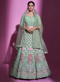 Pista Green Georgette Embroidery N Sequins Umbrella Lehenga Wedding Wear 6 Pista Green Georgette Embroidery N Sequins Umbrella Lehenga Wedding Wear -Deals Chic Lehenga Store pista green georgette embroidery n sequins umbrella lehenga ghska442834008 u