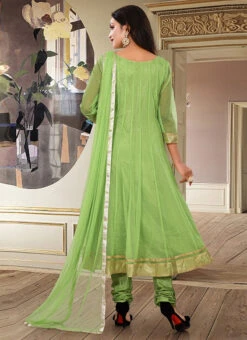 Pista Green Net Embroidery Anarkali Suit Party Wear -Deals Chic Lehenga Store pista green net embroidery anarkali suit slsrrmu012 b
