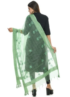 Pista Green Organza Cotton Chikankari Embroidery Work Dupatta Work Wear -Deals Chic Lehenga Store pista green organza cotton chikankari embroidery work dupatta dpdmimfd075 b