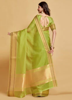 Pista Green Organza Weaving Work Saree Party Wear -Deals Chic Lehenga Store pista green organza weaving work saree sasprt8163 b