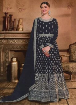 Prachi Desai Black Georgette Embroidery Anarkali Suit Party Wear -Deals Chic Lehenga Store prachi desai black georgette embroidery anarkali suit slsacu8580 u