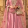 Prachi Desai Pink Dola Silk Embroidered Anarkali Suit Party Wear
