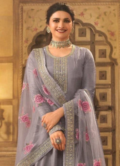 Prachi Desai Purple Dola Silk Embroidered Anarkali Suit Party Wear -Deals Chic Lehenga Store prachi desai purple dola silk embroidered anarkali suit slsrf26580 b