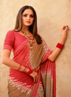 Printed Work Gajiri Pink Color Georgette Saree Party Wear -Deals Chic Lehenga Store printed work gajiri pink color georgette saree sasacw4619 b