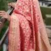 Pure Banarasi Silk Pink Color Saree Festive Wear