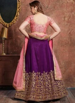 Purple Art Silk A Line Lehenga Party Wear -Deals Chic Lehenga Store purple art silk a line lehenga ghsprq3763 b