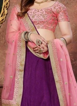 Purple Art Silk A Line Lehenga Party Wear