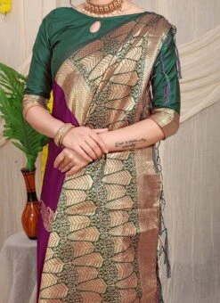 Purple Color Soft Patola Silk Zari Weaving Work Saree Party Wear