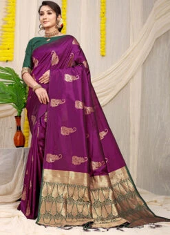 Purple Color Soft Patola Silk Zari Weaving Work Saree Party Wear -Deals Chic Lehenga Store purple color soft patola silk zari weaving work saree sasom110842 u