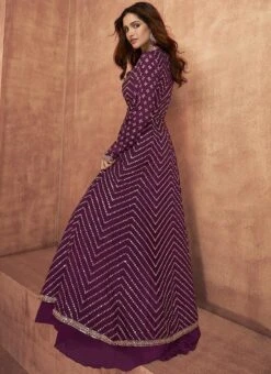 Purple Georgette Embroidery A Line Lehenga Party Wear -Deals Chic Lehenga Store purple georgette embroidery a line lehenga ghsak33249514 b