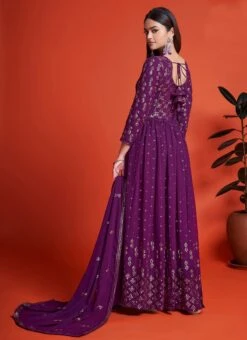 Purple Georgette Sequins Embroidered Anarkali Gown Party Wear 7 Purple Georgette Sequins Embroidered Anarkali Gown Party Wear -Deals Chic Lehenga Store purple georgette sequins embroidered anarkali gown bgwsir6504 b