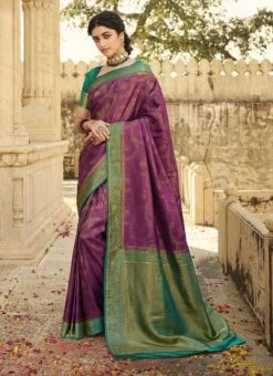 Purple Katan Silk Weaving Work Saree Festive Wear -Deals Chic Lehenga Store purple katan silk weaving work saree saspl2511 u