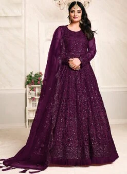 Purple Net Anarkali Suit Party Wear -Deals Chic Lehenga Store purple net anarkali suit slsaj2103 u
