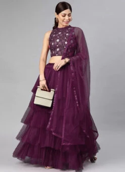 Purple Net Embroidered A Line Lehenga Festive Wear -Deals Chic Lehenga Store purple net embroidered a line lehenga ghsrk170556 u