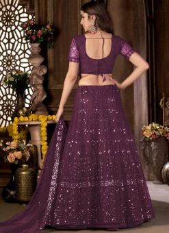 Purple Net Plastic Mirror Embroidery Lehenga N Choli With Dupatta Party Wear -Deals Chic Lehenga Store purple net plastic mirror embroidery lehenga n choli with dupatta ghska45347003 b