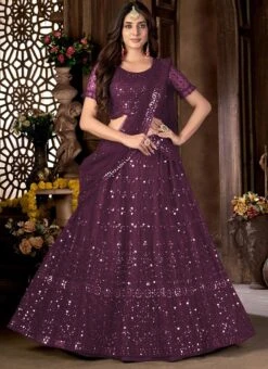 Purple Net Plastic Mirror Embroidery Lehenga N Choli With Dupatta Party Wear -Deals Chic Lehenga Store purple net plastic mirror embroidery lehenga n choli with dupatta ghska45347003 u