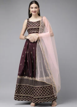 Purple Satin Blend Zari A Line Lehenga Festive Wear -Deals Chic Lehenga Store purple satin blend zari a line lehenga ghsrk165782 u