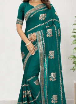 Rama Faux Chiffon Zari Saree Festive Wear