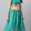 Rama Green Benarasi Silk Jacquard Woven Umbrella Lehenga Festive Wear
