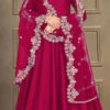 Rani Pink Art Silk Embroidery Anarkali Suit Party Wear