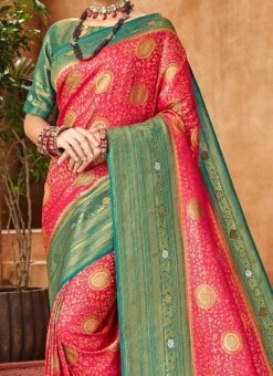 Rani Pink Benarasi Silk Brocade Saree Festive Wear