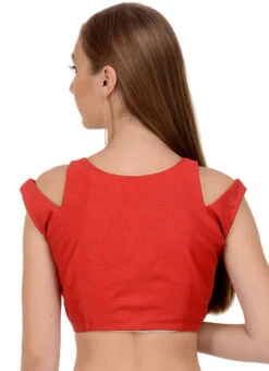 Red Art Dupion Silk Plain Blouse Festive Wear -Deals Chic Lehenga Store red art dupion silk plain blouse bldiw15 b