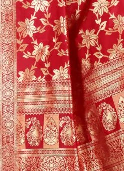 Red Art Silk Benarasi Dupatta Party Wear