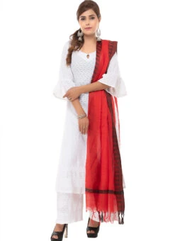 Red Blended Cotton Dupatta After Six Wear -Deals Chic Lehenga Store red blended cotton dupatta dpsdmfd191 u